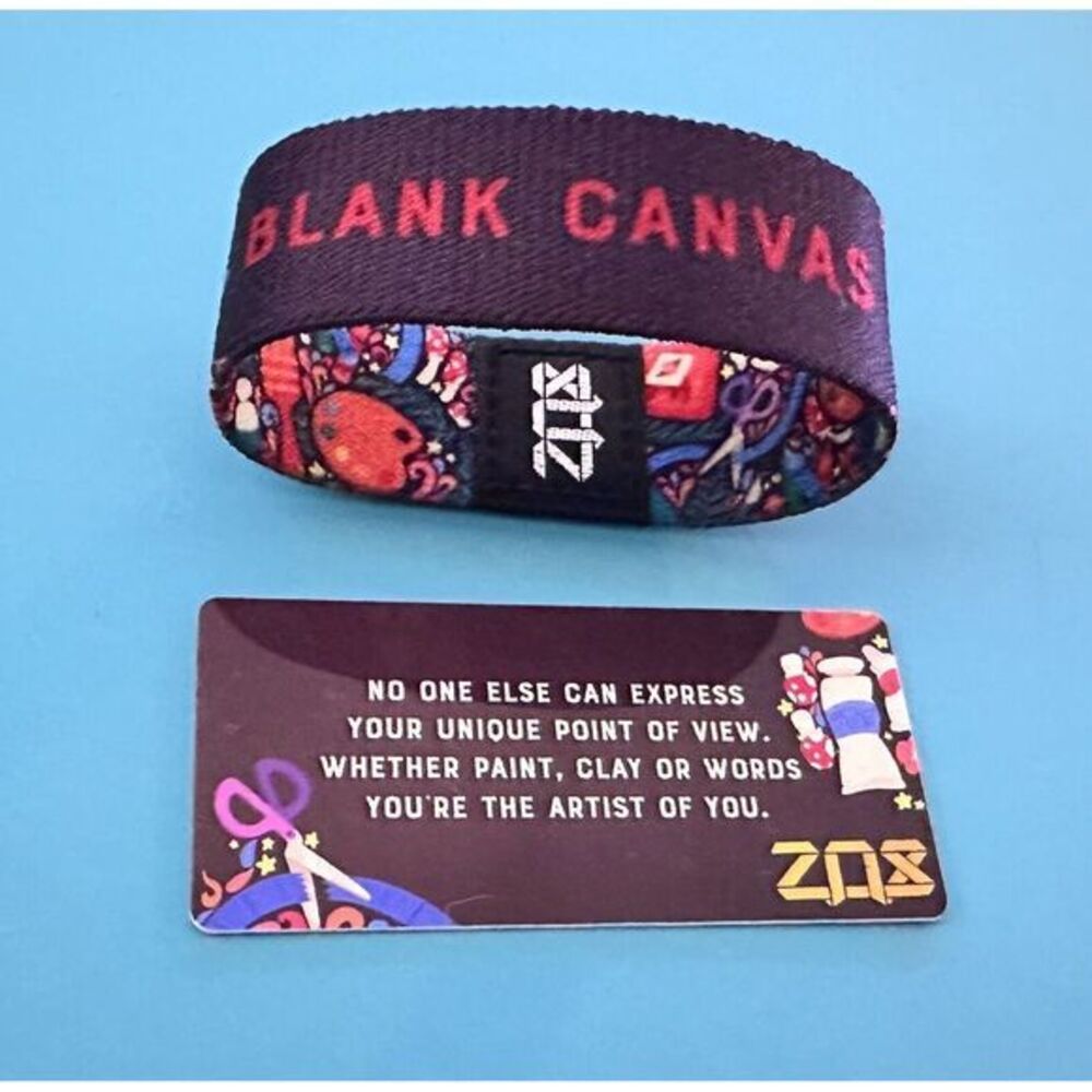 RARE Zox Blank Canvas Band Bracelet With Card & Merit‎ Badge Size Medium